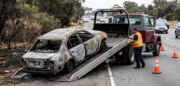 Fire-Damaged Wrecked Car Removal in Las Vegas